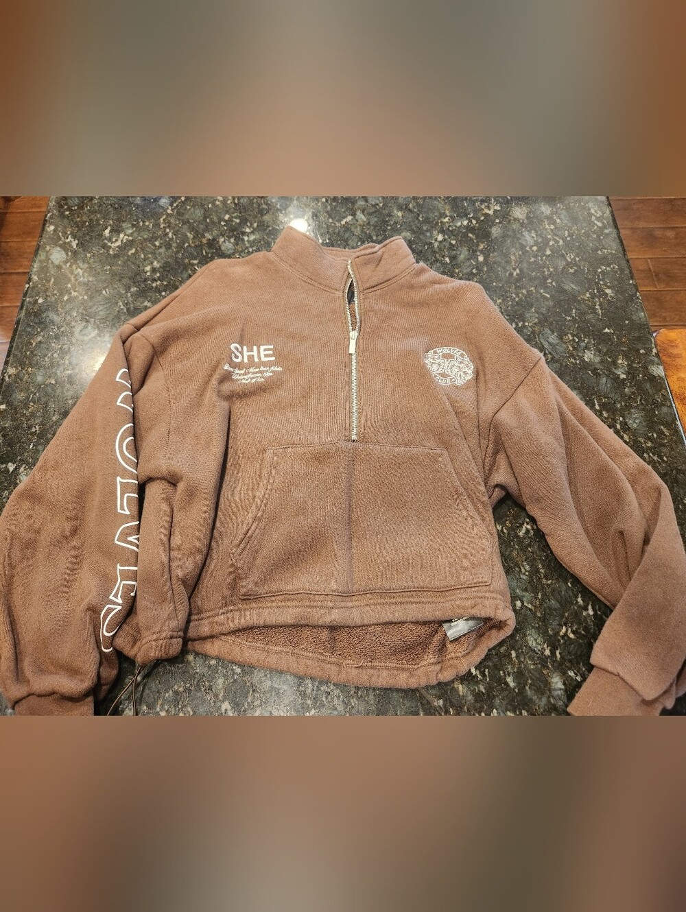 Brown Darc Sport She Mock Neck Sweatshirt